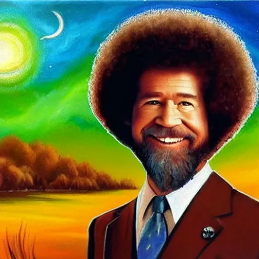 Prompt: bob ross painting the universe