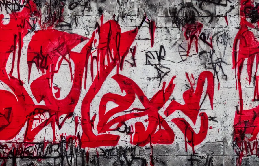 Prompt: new york underground graffiti, bloody meat font, dripping blood red, 4k