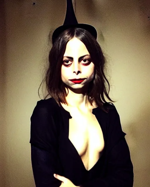 Prompt: style of henry fuseli : : gorgeous willa holland : : evil witch, swirling black magic, black dress : : symmetrical face, symmetrical eyes : : full body pose : : gorgeous black hair : : magic lighting, low spacial lighting : :