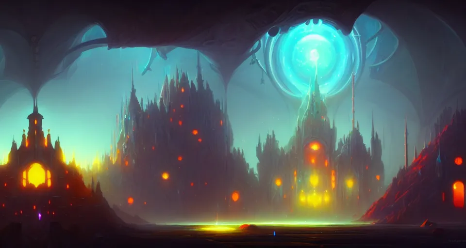 Image similar to space castle by peter mohrbacher, vivid colors, matte painting, 8K, concept art, mystical color scheme, trending on artstation, unreal engine