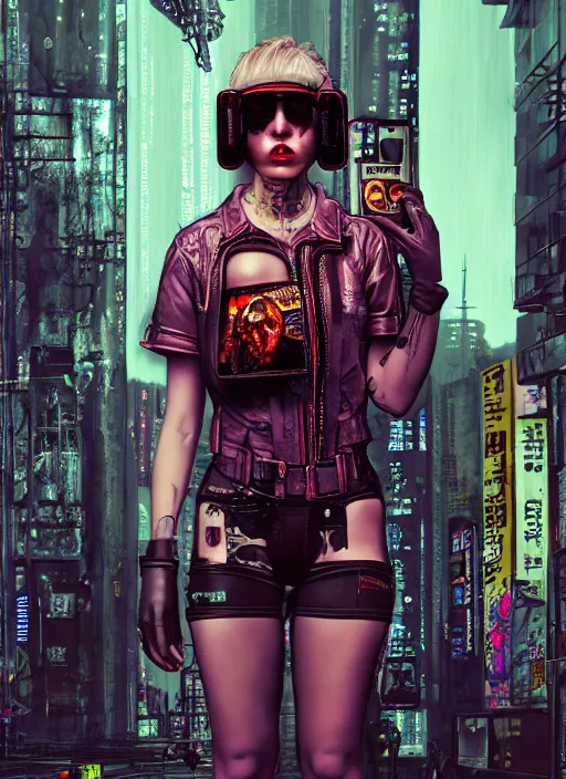 Image similar to portrait photo, 3 5 mm lomography, female doorwoman, gang clothing fashion, id magazine, hyperrealism, detailed textures, photorealistic, cyberpunk apocalyptic city, ultra realistic, cinematic, intricate, cinematic light, 8 k, david la chapelle, david kostic, artgerm