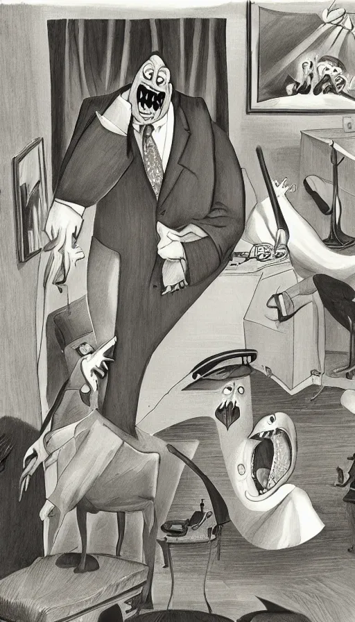 Prompt: rage, by charles addams