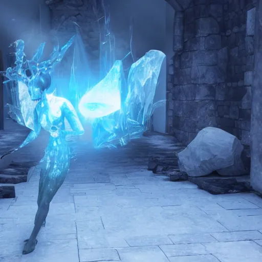 Image similar to hyperrealistic dslr film still of osrs ancient magicks ice spell cast, in skyrim, stunning 8 k octane comprehensive 3 d render, inspired by istvan sandorfi & greg rutkowski & unreal engine, perfect symmetry, dim volumetric cinematic lighting, extremely hyper - detailed, extremely lifelike attributes & lifelike texture, intricate, masterpiece, artstation, stunning