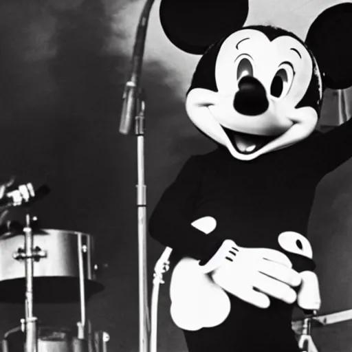 Image similar to mickey mouse performing at woodstock