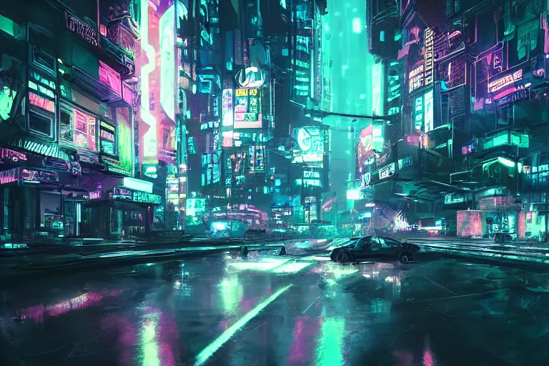 Image similar to artwork of bright cyberpunk glow, epic mysterious surrealism, digital matte painting in the style of liam wong
