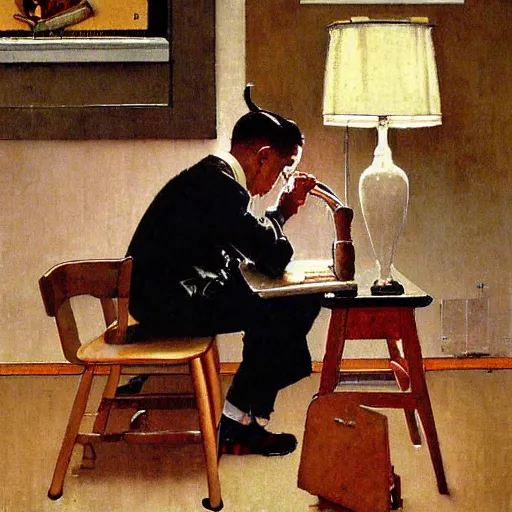 Image similar to lonely daddy painting by norman rockwell