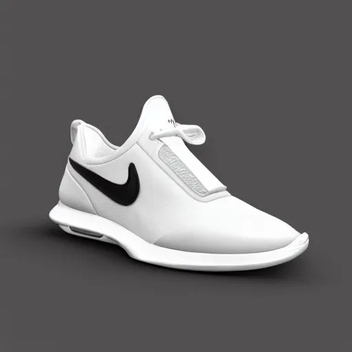 Image similar to a realistic white nike shoe inspired by spaceship interiors with technical mech details