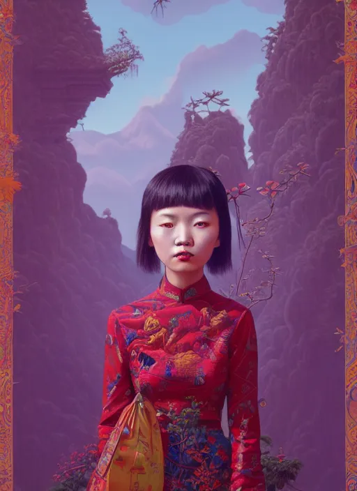 Image similar to pretty yunnan girl : : by martine johanna and simon stalenhag and chie yoshii and casey weldon and wlop : : ornate, dynamic, particulate, rich colors, intricate, elegant, highly detailed, centered, artstation, smooth, sharp focus, octane render, 8 k