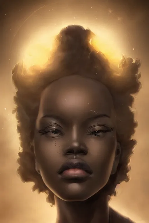 Prompt: dusty wind blowing!!!, orbs of light dark skin drow, dreaming of the void! cinematic volumetric lights, bust portrait, dnd, fantasy, intricate, elegant, highly detailed, digital painting, artstation, concept art, smooth, sharp focus, illustration, art by artgerm and tom bagshaw and greg rutkowski and alphonse mucha
