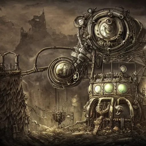 Image similar to machinarium, steampunk art, fantasy style, super high detail, super high quality, talented artist, trending on artstation