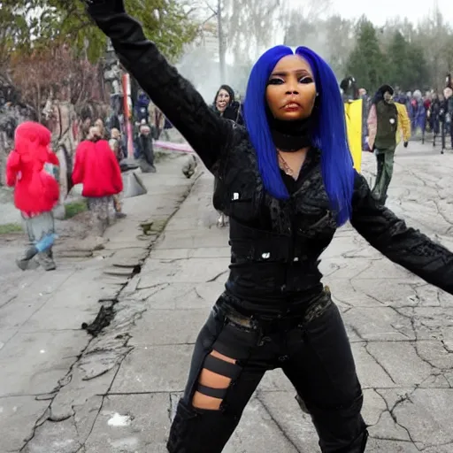 Image similar to nicki minaj fighting in ukraine