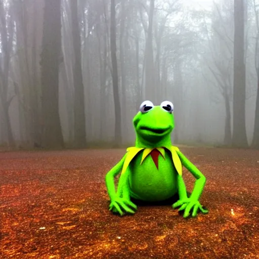 Prompt: Kermit the Fog made of fog and mist