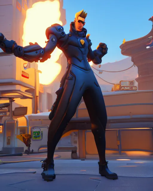 Image similar to tall skinny villain playable hero character in overwatch