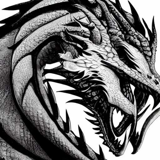 Image similar to dragon, sticker, b & w, white outline, by artgerm and greg rutkowski, grey background