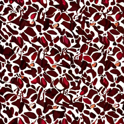 Image similar to abstract pattern, art print, lithography, maroon, beige, white, berries