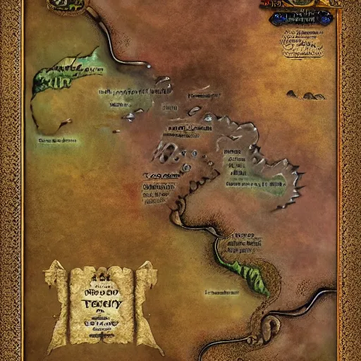 Image similar to fantasy map of the desert of tears