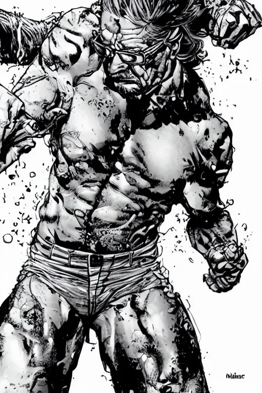 Image similar to character art by mike deodato, walter white, absolute chad