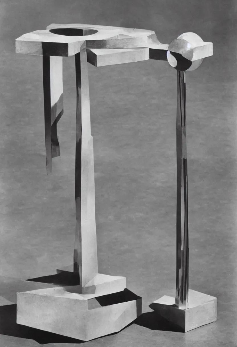 Prompt: A prismatic machine by Marcel Duchamp, simple readymade object on a pedestal, courtesy of Centre Pompidou, archive photography by Edward Weston