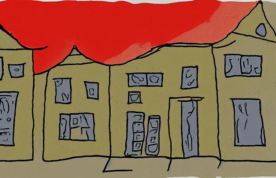 Prompt: house on fire, drawn in microsoft paint