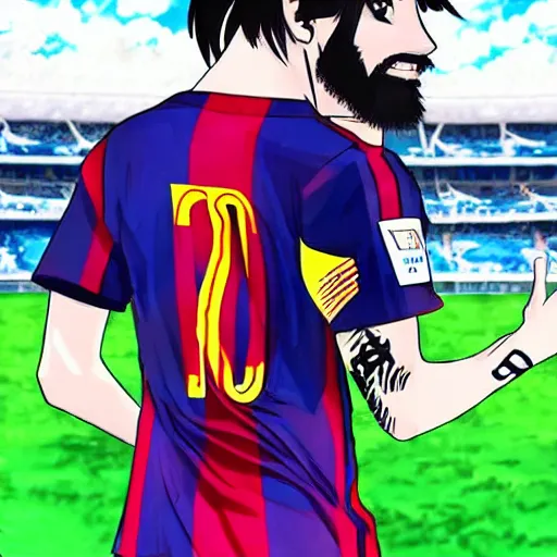 Image similar to messi in anime style