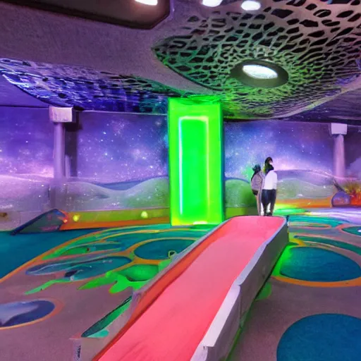 Image similar to Liminal space in outer space, mini golf course