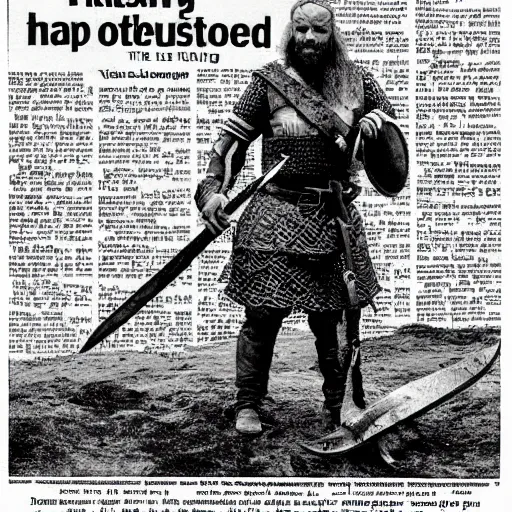 Prompt: “Viking man with a sword. Realistic newspaper photograph”