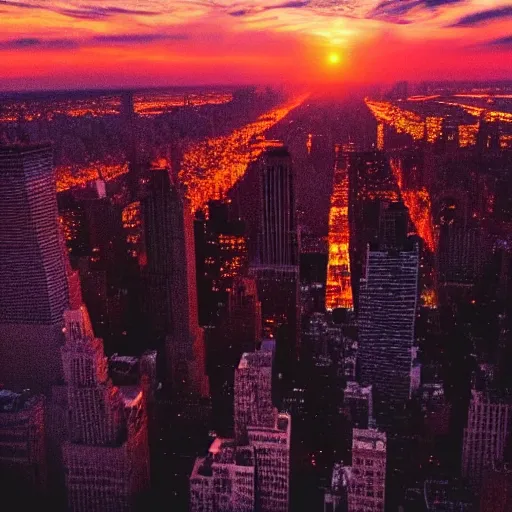 Prompt: sunset above new york, beautiful landscape, high detail, instagram photo, professional dslr photo, creative composition, beautiful composition