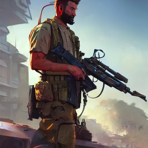 Image similar to hero world call of duty modern warfare, behance hd by jesper ejsing, by rhads, makoto shinkai and lois van baarle, ilya kuvshinov, rossdraws global illumination