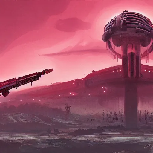 Image similar to Blood thirst for revenge, afrofuturism, Simon Stalenhag, 8K concept art, red skies, intricate details, minimal artifacting