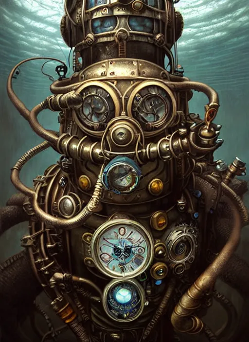 Prompt: underwater steampunk bioshock portrait of rowan sebastian atkinson, by tomasz alen kopera and peter mohrbacher