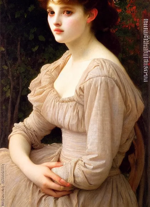 Prompt: a portrait of a pretty young lady by alexandre cabanel