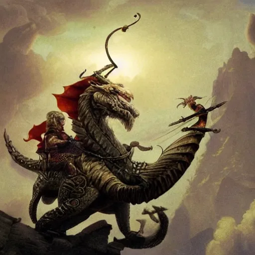 Image similar to a viking flies aboard a dragon holding the severed head of donald trump over the white house, highly detailed, 8 k