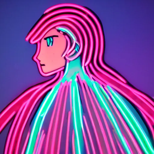 Image similar to neon tubes anime dolphin profile picture, sharp and clear