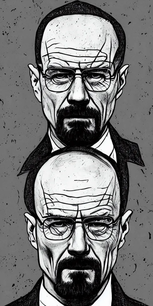 Image similar to portrait of walter white as the batman, illustration, art by neil gaiman