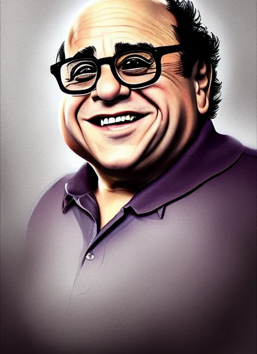 Image similar to photo of a gorgeous young Danny Devito in the style of stefan kostic, realistic, sharp focus, 8k high definition, insanely detailed, intricate, elegant, art by stanley lau and artgerm