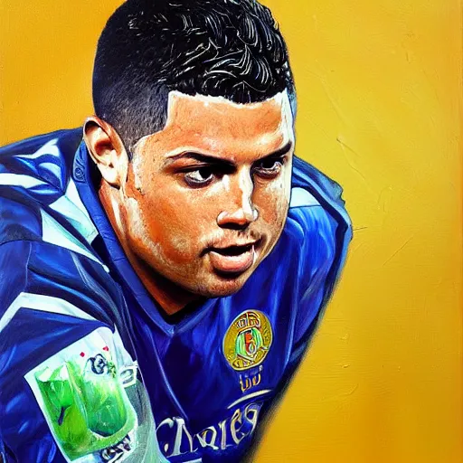 Prompt: a very detailed painting of ronaldo luis nazario de lima, by mathieu st - amour trendin on artstation