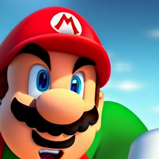 Image similar to extremely zoomed-in photo of Super Mario's face