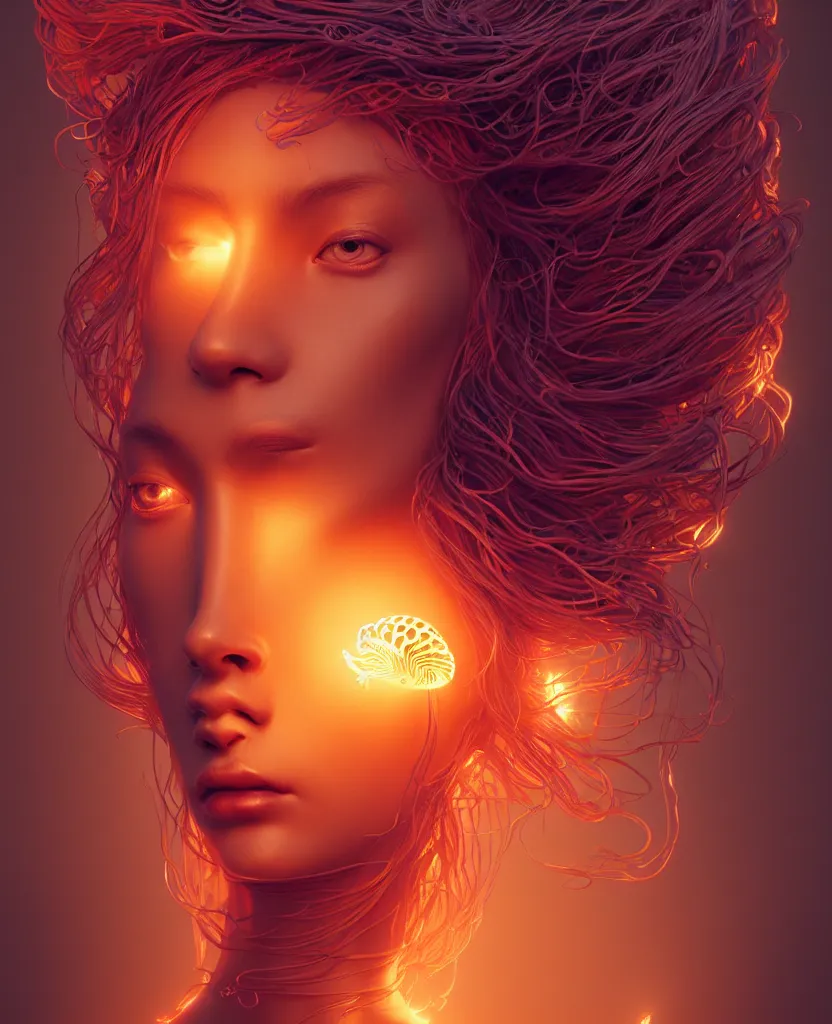 Image similar to goddess portrait. jellyfish phoenix head. intricate artwork by Tooth Wu and wlop and beeple. octane render, trending on artstation, greg rutkowski very coherent symmetrical artwork. cinematic, hyper realism, high detail, octane render, 8k