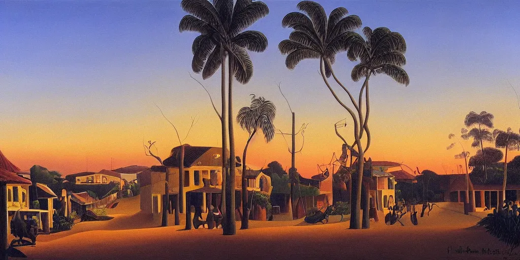 Prompt: a beautiful painting of the town of Americana Brazil by Henri Rousseau, golden hour, 8k, 4k