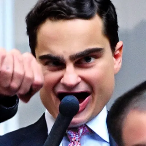 Image similar to ben shapiro sticking his entire fist in his mouth