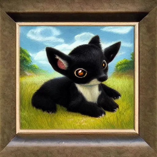 Image similar to umbreon pup in the style of a naturalist painting is the cutest thing i have ever seen, oh my god