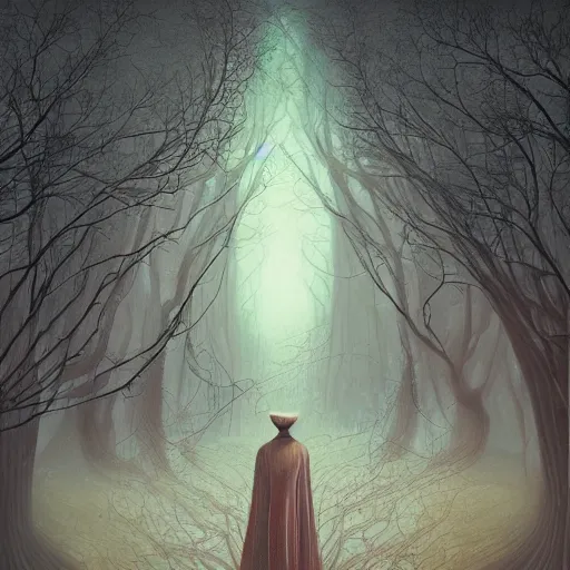 Prompt: a surreal painting of a woman's face surrounded by trees, cyberpunk art by gediminas pranckevicius, behance contest winner, psychedelic art, dystopian art, sci - fi, surrealist