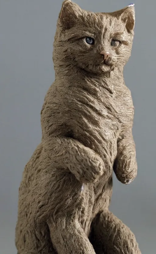 Image similar to a sculpture made from wax of a kitten.