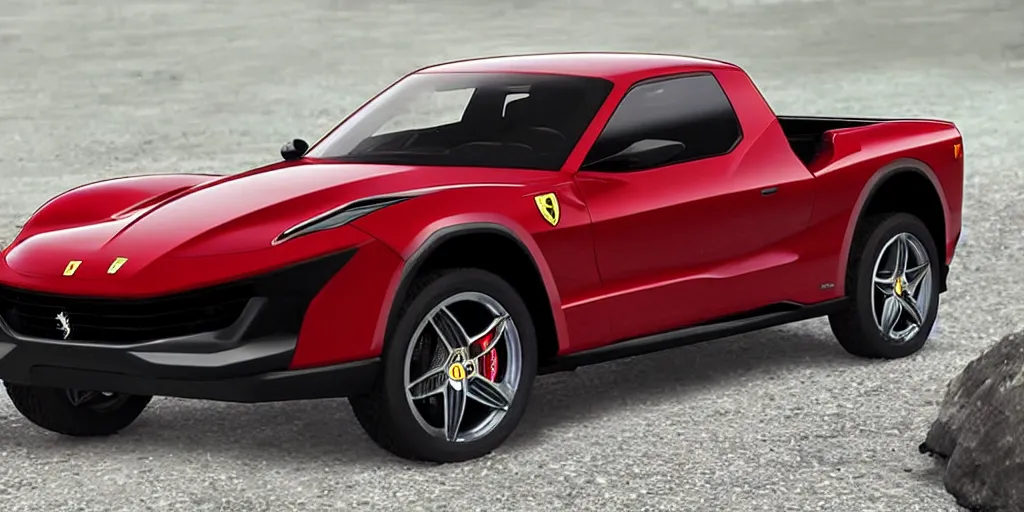 Image similar to “2021 Ferrari Pickup Truck, ultra realistic, 4K”