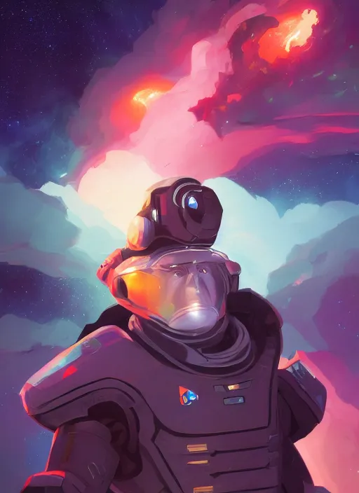 Prompt: space soldier, handsome black male character in front of exploding nebulae, 2d game fanart behance hd by Jesper Ejsing, by RHADS, Makoto Shinkai and Lois van baarle, ilya kuvshinov, rossdraws global illumination