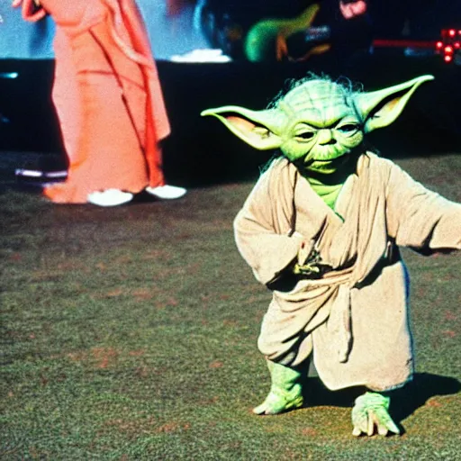 Image similar to yoda performing at woodstock