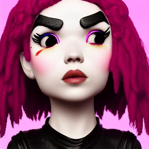 Image similar to Grimes as a Funko pop, photorealistic imagery, trending on artstation, vivid colors, lambent lighting, 4k, 8k, 35mm photography, rendered in unreal engine, rendered in octane.