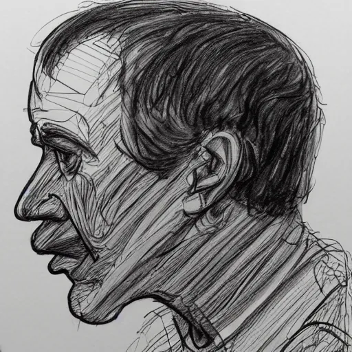 Image similar to a realistic yet scraggly portrait sketch of the side profile of a stern and sophisticated jerma 9 8 5, trending on artstation, intricate details, in the style of frank auerbach, in the style of sergio aragones, in the style of martin ansin, in the style of david aja, in the style of mattias adolfsson