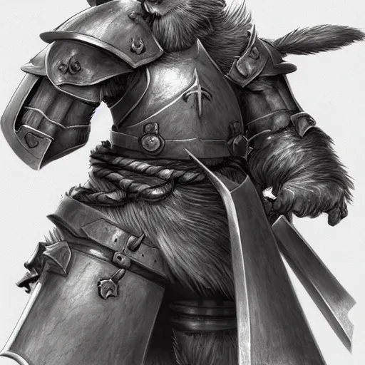 Image similar to heroic character design of anthropomorphic beaver, holy crusader medieval knight, final fantasy tactics character design, character art, pencil sketch, highly detailed, Akihiko Yoshida,