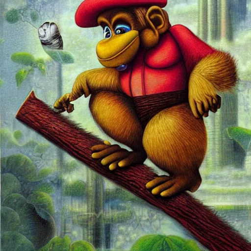 Image similar to Portrait of Diddy Kong, artwork by Daniel Merriam,